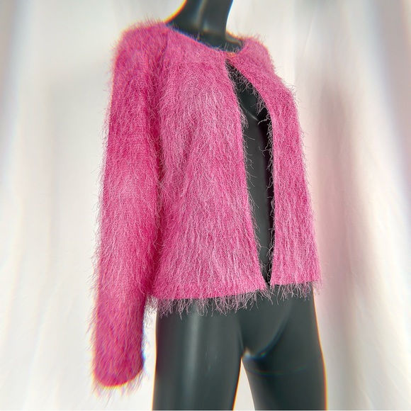 Best shaggy pink cardigan Outlet Online CLANE SHAGGY SHORT KNIT